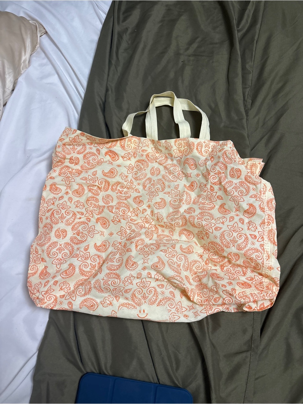 Others Follow Cream Tote with Peach Paisley Print